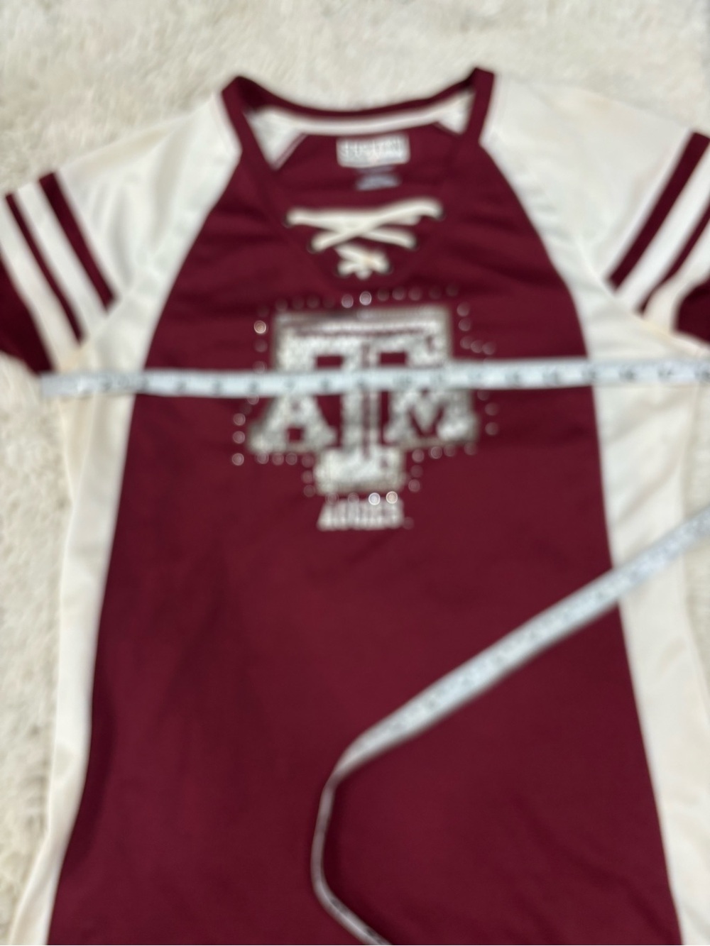 Section 101 Fan Wear Texas A&M Maroon Lace-Up Short Sleeve Jereey Med - Picture 6 of 11